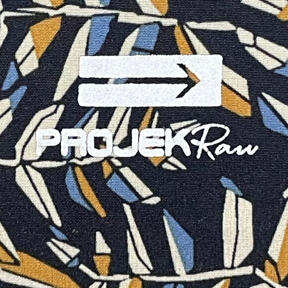 Raw Projek Button Up Shirt XL Blue Brown Palm Leaves Casual Tropical‎ - Picture 9 of 11